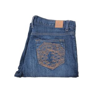 Authenic Disney Parks Women's Sz 10 Embroidered Mickey Pocket Bootcut Jean #504